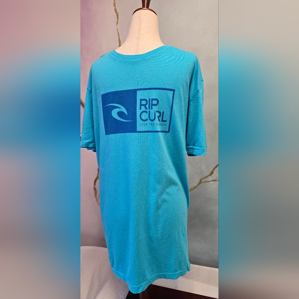 Rip Curl Teal And Blue Logo Graphic Tee S/S L
